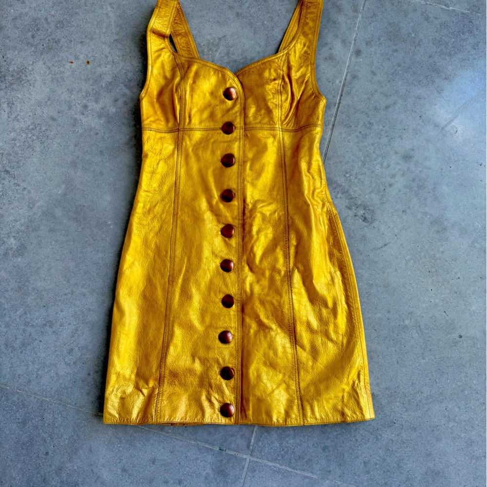 NWT Free People Genuine Leather Metallic Good Dress Sz 2 XS